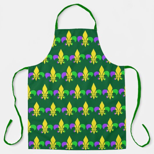 Mardi Gras Fleur-de-Lis Paars Geel Groen Schort (Voorkant)
