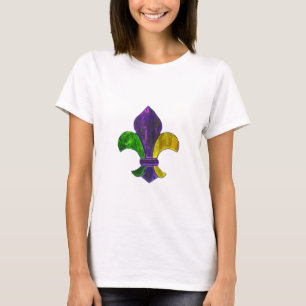 Mardi Gras Fleur De Lis Paars Groen Geel T-shirt