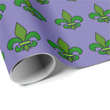 Mardi Gras Fleur de Lis Paarse en Groene Cadeaupap