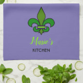 Mardi Gras Fleur de Lis Paarse Keukenhanddoek (Gevouwen)