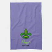 Mardi Gras Fleur de Lis Paarse Keukenhanddoek (Verticaal)