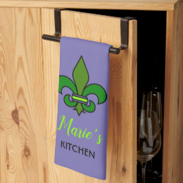 Mardi Gras Fleur de Lis Paarse Keukenhanddoek