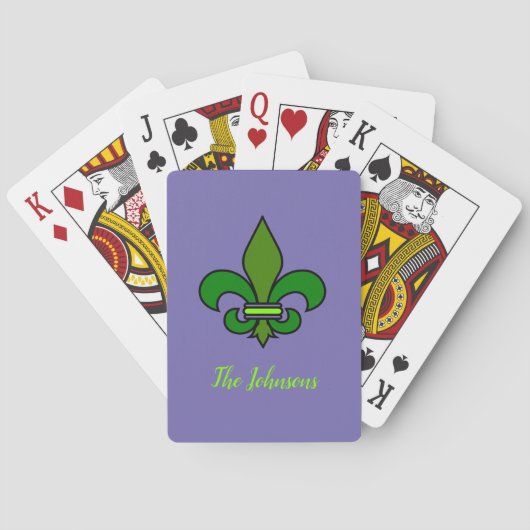 Mardi Gras Fleur de Lis Paarse Speelkaarten (Achterkant)