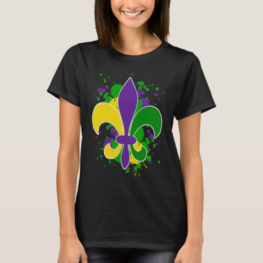 Mardi Gras Fleur De Lis Paint Splatter for men wom T-shirt (Voorkant)