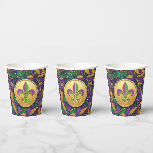 Mardi Gras Fleur de lis Papieren Bekers (Multi)