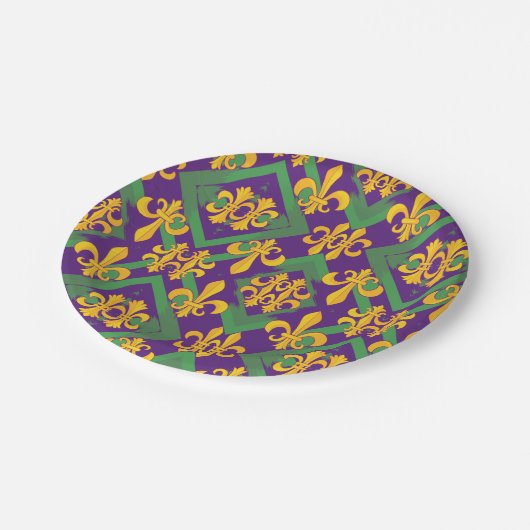 Mardi Gras Fleur de lis Papieren Bordje (Gekanteld)