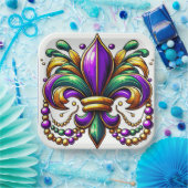 Mardi Gras Fleur de lis Papieren Bordje (Feest)
