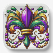Mardi Gras Fleur de lis Papieren Bordje (Voorkant)