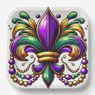 Mardi Gras Fleur de lis Papieren Bordje
