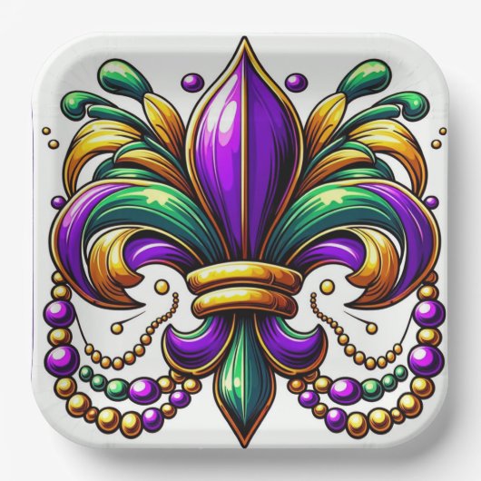 Mardi Gras Fleur de lis Papieren Bordje (Voorkant)
