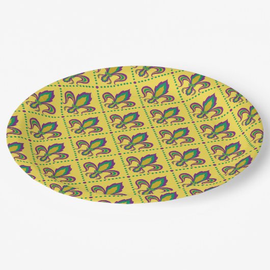 Mardi Gras Fleur De Lis Papieren Bordje (Gekanteld)