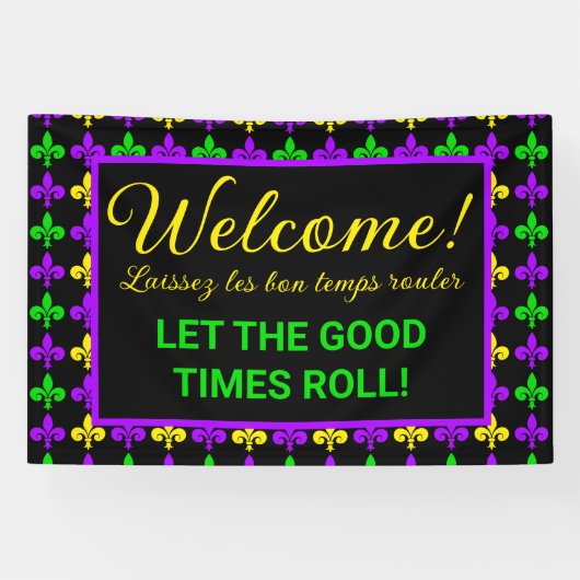 Mardi Gras Fleur de Lis Party Banner (Horizontaal)
