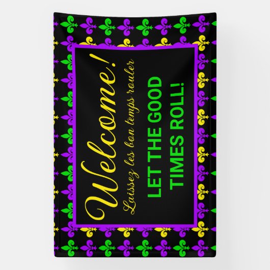 Mardi Gras Fleur de Lis Party Banner (Verticaal)