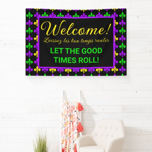 Mardi Gras Fleur de Lis Party Banner (Insitu)