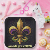 Mardi Gras Fleur de Lis Party Papieren Bordje (Feest)