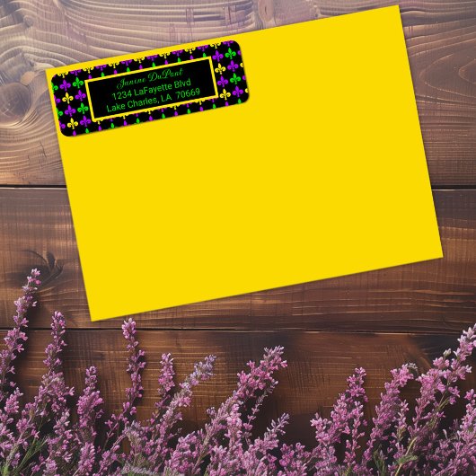 Mardi Gras Fleur de Lis Patroon Aangepast adres Etiket