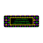 Mardi Gras Fleur de Lis Patroon Aangepast adres Etiket (Voorkant)