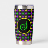 Mardi Gras Fleur de Lis Patroon Aangepast Monogram Geïsoleerde Drinkbeker (Voorkant)