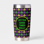 Mardi Gras Fleur de Lis Patroon Aangepast Monogram Geïsoleerde Drinkbeker (Achterkant)