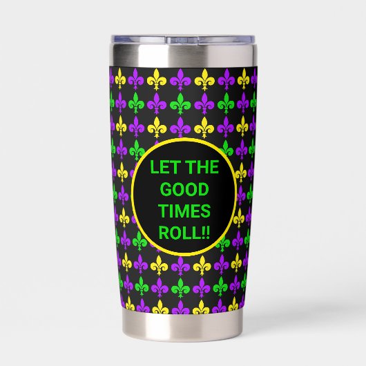 Mardi Gras Fleur de Lis Patroon Aangepast Monogram Geïsoleerde Drinkbeker (Achterkant)