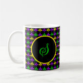 Mardi Gras Fleur de Lis Patroon Aangepast Monogram Koffiemok (Links)
