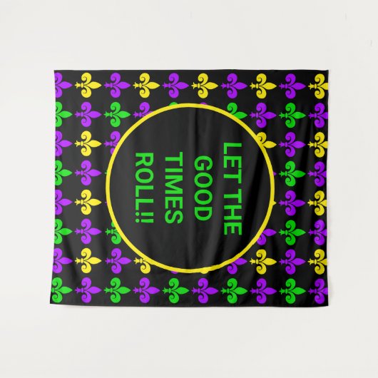 Mardi Gras Fleur de Lis Patroon Aangepaste achterg Wandkleed (Voorkant (horizontaal))