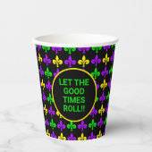 Mardi Gras Fleur de Lis Patroon Aangepaste Tekst Papieren Bekers (Voorkant)