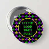 Mardi Gras Fleur de Lis Patroon Aangepaste Tekst Ronde Button 7,6 Cm (Voorkant /achterkant)