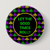 Mardi Gras Fleur de Lis Patroon Aangepaste Tekst Ronde Button 7,6 Cm (Voorkant)