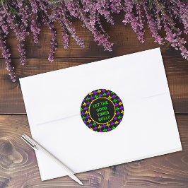 Mardi Gras Fleur de Lis Patroon Aangepaste Tekst Ronde Sticker