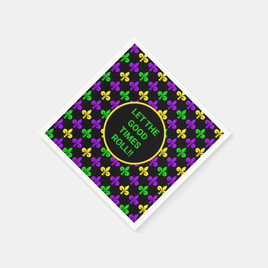 Mardi Gras Fleur de Lis Patroon Aangepaste Tekst Servet (Hoek)