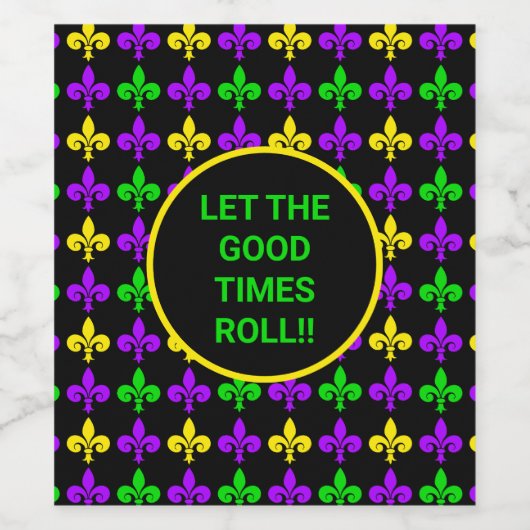 Mardi Gras Fleur de Lis Patroon Aangepaste Tekst Wijn Etiket (Enkel label)