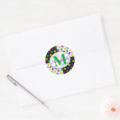 Mardi Gras Fleur-de-lis Patroon Gepersonaliseerd Ronde Sticker (Envelop)