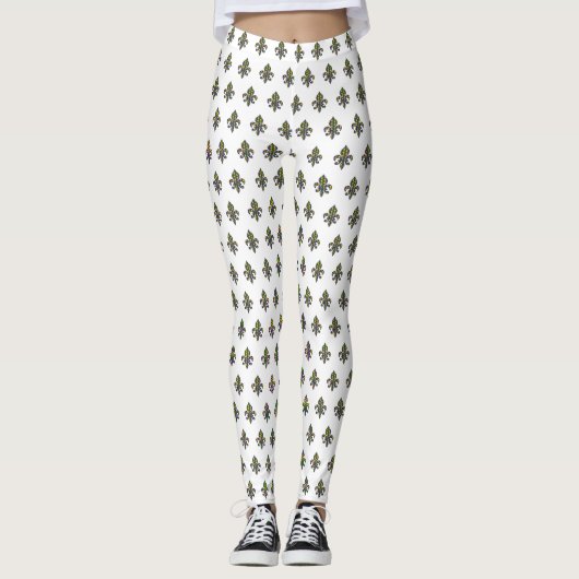 Mardi Gras Fleur-de-lis Patroon Leggings (Voorkant)