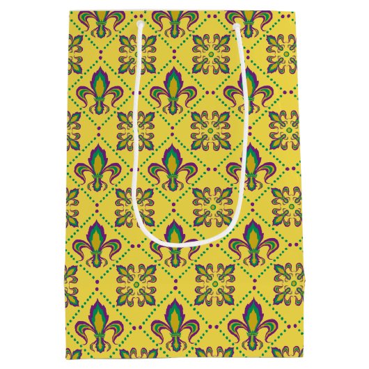 Mardi Gras Fleur De Lis Pattern Medium Cadeauzakje (Achterkant)