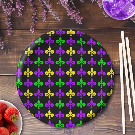 Mardi Gras Fleur de Lis Pattern Papieren Bordje
