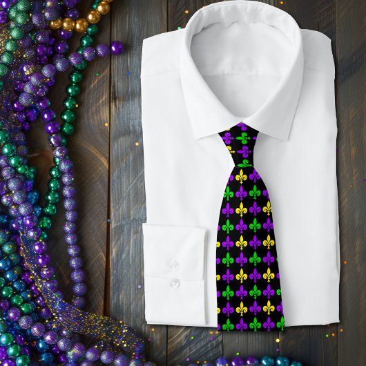 Mardi Gras Fleur de Lis Pattern Stropdas