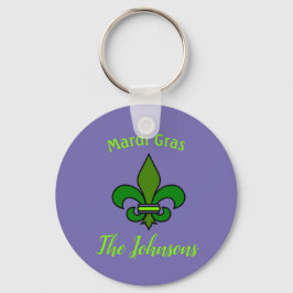 Mardi Gras Fleur de Lis Personalized Sleutelhanger