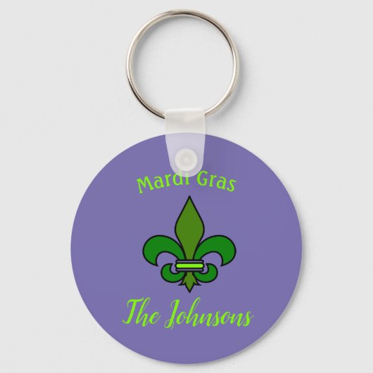 Mardi Gras Fleur de Lis Personalized Sleutelhanger (Voorkant)