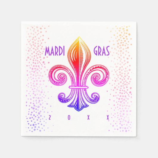 Mardi Gras Fleur De Lis Rainbow Confetti Servet (Voorkant)