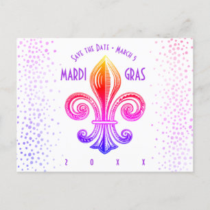 Mardi Gras Fleur De Lis Rainbow Confetti Uitnodiging Briefkaart