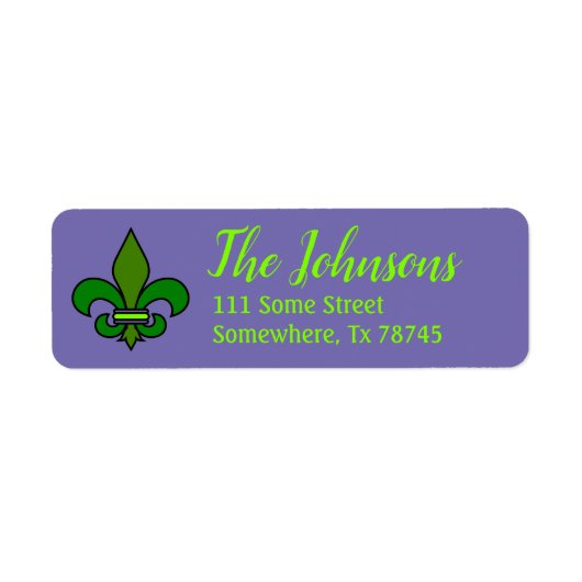 Mardi Gras Fleur de Lis Retouradreslabels Etiket (Voorkant)