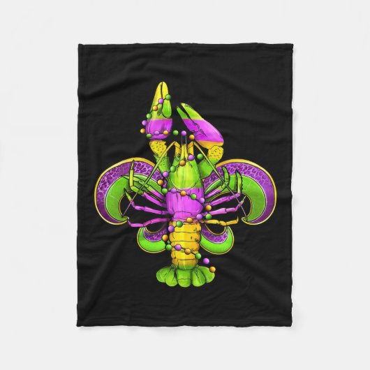 Mardi Gras Fleur De Lis Rivierkreeft Luipaard Kost Fleece Deken (Voorkant)