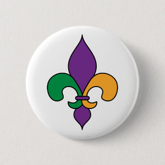 Mardi Gras Fleur de Lis Ronde Button 5,7 Cm