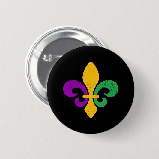 Mardi Gras Fleur De Lis Ronde Button 5,7 Cm (Voorkant /achterkant)