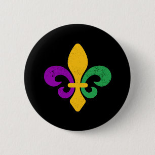 Mardi Gras Fleur De Lis Ronde Button 5,7 Cm