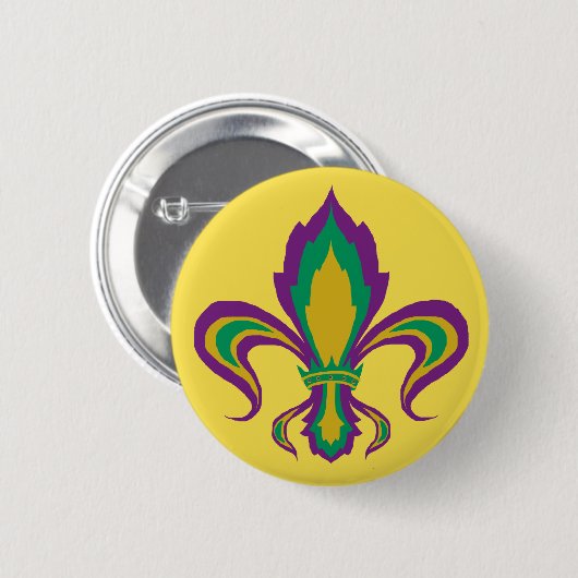 Mardi Gras Fleur De Lis Ronde Button 5,7 Cm (Voorkant /achterkant)