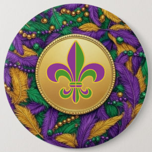 Mardi Gras Fleur de lis Ronde Button 6,0 Cm