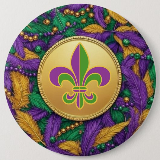Mardi Gras Fleur de lis Ronde Button 6,0 Cm (Voorkant)