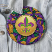 Mardi Gras Fleur de lis Ronde Button 6,0 Cm (In situ)